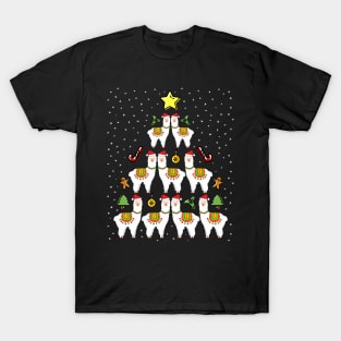 Llama Christmas Tree Llama Xmas T-Shirt